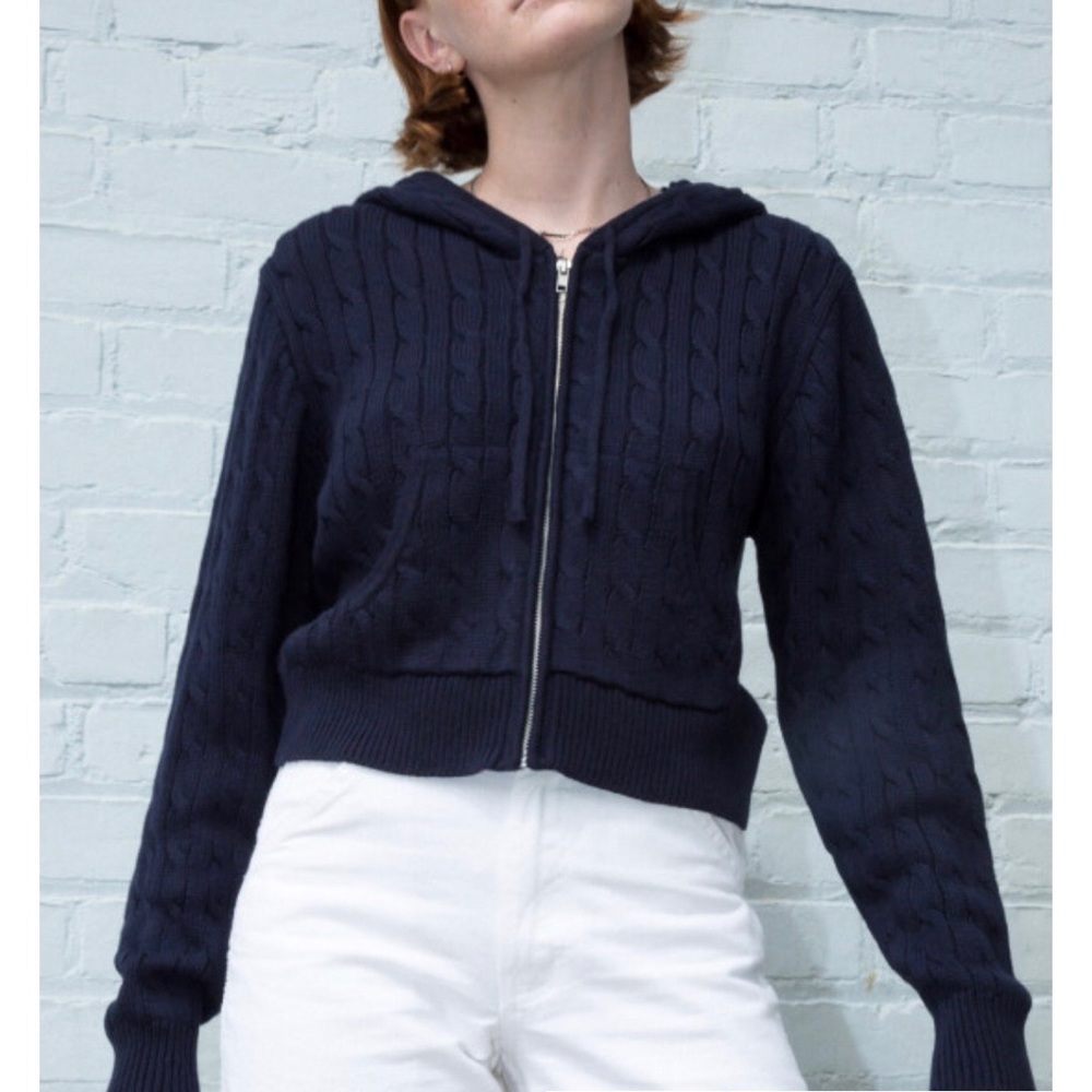 Brandy Melville navy crystal knit hoodie